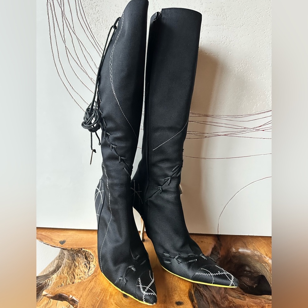 Vintage Giuseppe Zanoti Satin side lace knee high boots